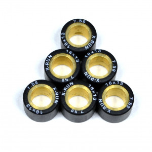 Jeu de 6 Galets Variateur X-Run &Oslash; 16x13 - 7.5 Grammes (Peugeot / Piaggio / Malossi)