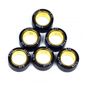 Jeu de 6 Galets Variateur X-Run &Oslash; 20x12 - 9.0 Grammes (125 MBK / 125 Yamaha / Malossi)