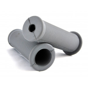 Rev&ecirc;tement de Poign&eacute;e Grise Gauffr&eacute; Mobylette MBK Motob&eacute;cane Peugeot 100mm (Paire)