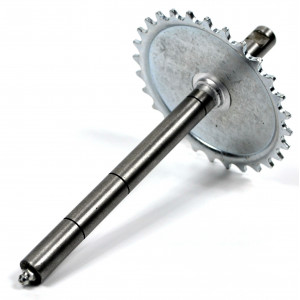 Axe de P&eacute;dalier / Poulie Cyclo MBK 51 41 Mobylette 40 50 - Pignon 28 dents Plein Soud&eacute; L214
