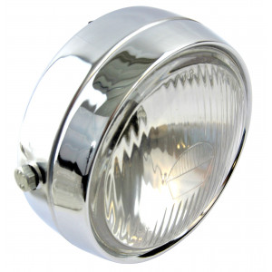 Optique de Phare Motob&eacute;cane MBK 51 41 Rond Chrome - Complet (&Oslash; 130) Type Traizet 124 / CEV 215