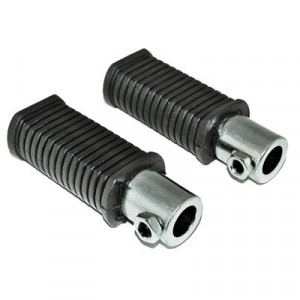 Repose Pied Noir/Chrome Plat Cyclo Mobylette MBK / Peugeot Fixation sur Axe Poulie P&eacute;dalier (Paire)