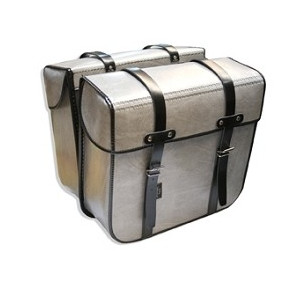Sacoche Cyclo Solex Sporfabric S15 Vintage Gris 30x31x11 cm &agrave; Sangle Aspect Cuir - Fixation Courroie(Paire)
