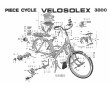 Affiche Nomenclature Partie Cycle Solex VeloSoleX 3800 - &eacute;clat&eacute; pi&egrave;ces d&eacute;tach&eacute;es 400x300mm