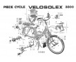 Affiche Nomenclature Partie Moteur Solex VeloSoleX 3800 - &eacute;clat&eacute; pi&egrave;ces d&eacute;tach&eacute;es 400x300mm
